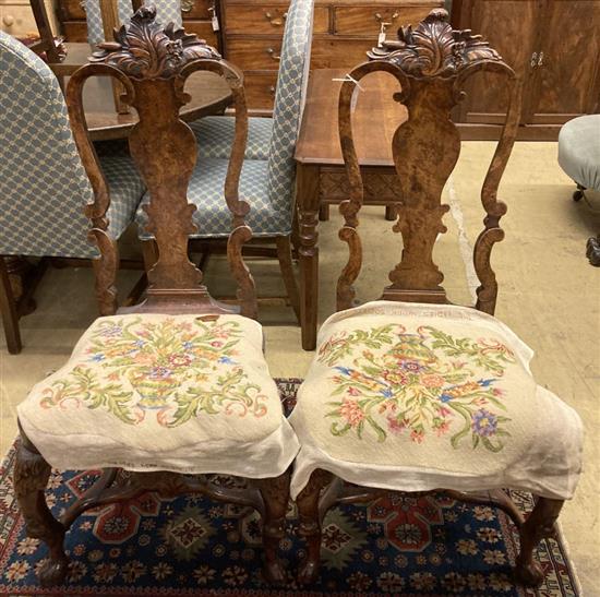 A pair of early 18th century Dutch carved walnut side chairs